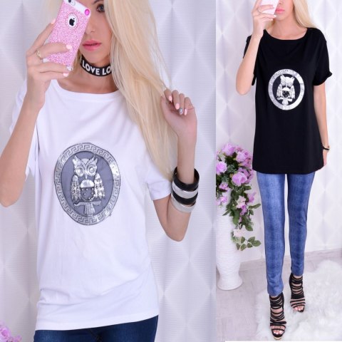 BAWEŁNIANA BLUZKA SOWA 3D ŚWIECI P543 BAWEŁNIANA BLUZKA SOWA 3D ŚWIECI P543