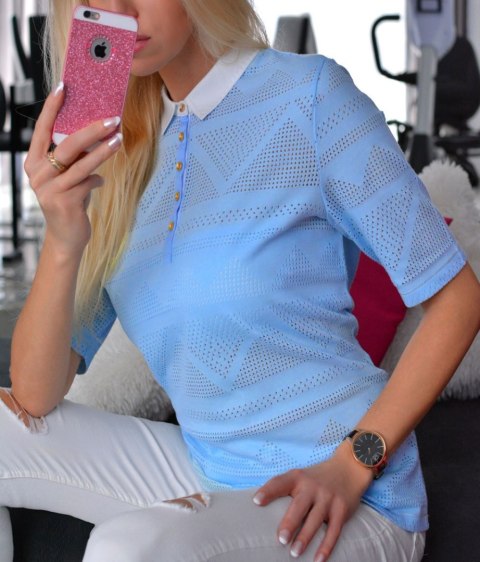 BLUZKA BASLER Z KOŁNIERZYKIEM BŁĘKIT P603 BLUZKA BASLER Z KOŁNIERZYKIEM BŁĘKIT P603