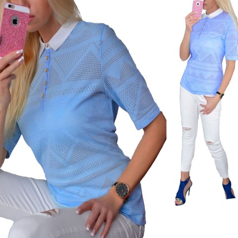 BLUZKA BASLER Z KOŁNIERZYKIEM BŁĘKIT P603 BLUZKA BASLER Z KOŁNIERZYKIEM BŁĘKIT P603