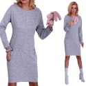 Ciepła sukienka angora jeans i szara P898