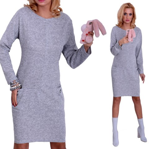 Ciepła sukienka angora jeans i szara P898 Ciepła sukienka angora jeans i szara P898