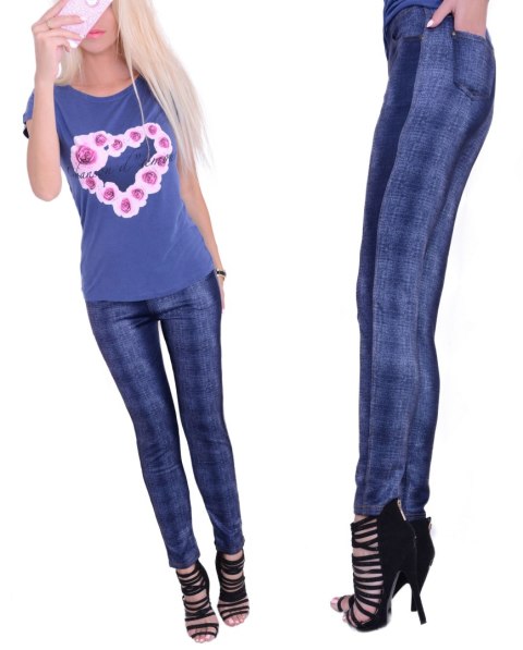 Elastyczne legginsy jeansowe P409 Elastyczne legginsy jeansowe P409