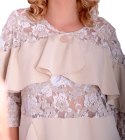 Elegancka sukienka beżowa trapezowa