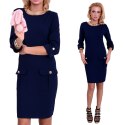 Elegancka sukienka ze złotymi guzikami LUX P895