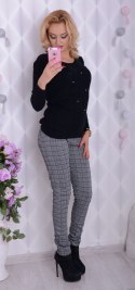 Eleganckie spodnie w kratkę długa nogawka P376