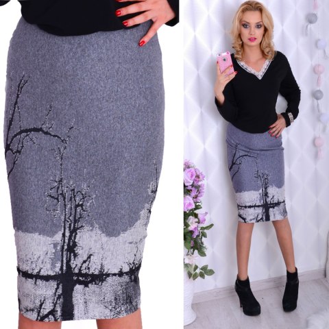 MIDI SPÓDNICA Z PODSZEWKĄ DO BIURA CUD DRZEWO P132 MIDI SPÓDNICA Z PODSZEWKĄ DO BIURA CUD DRZEWO P132