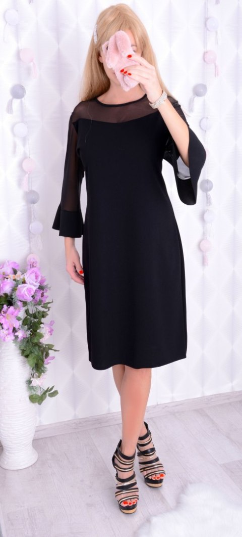 Sexy sukienka typu "mała czarna" Z TIULEM P236 Sexy sukienka typu "mała czarna" Z TIULEM P236