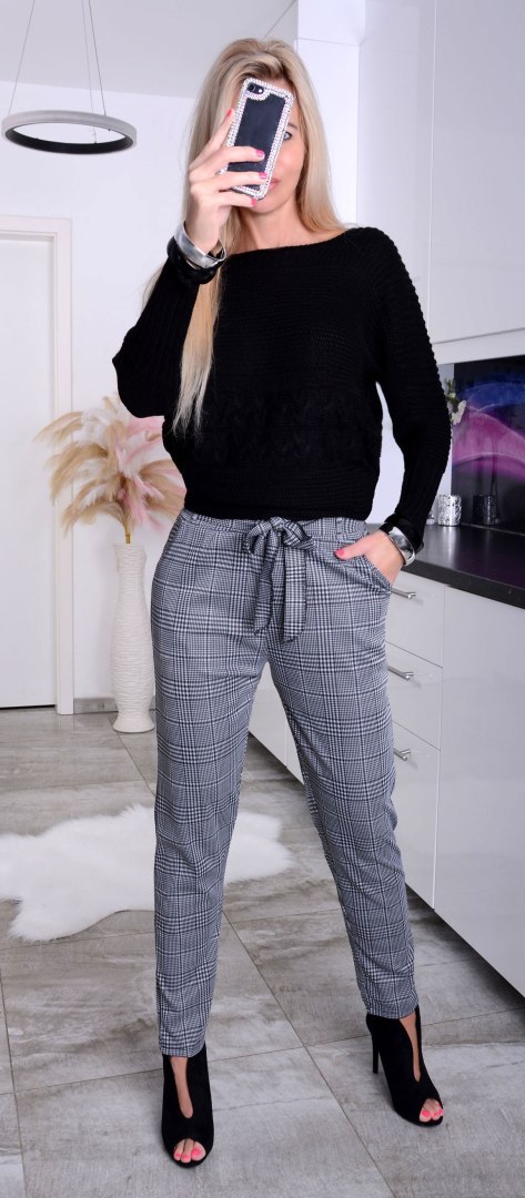 NOWOŚĆ! ELEGANCKIE SPODNIE W KRATKĘ P363A NOWOŚĆ! ELEGANCKIE SPODNIE W KRATKĘ P363A