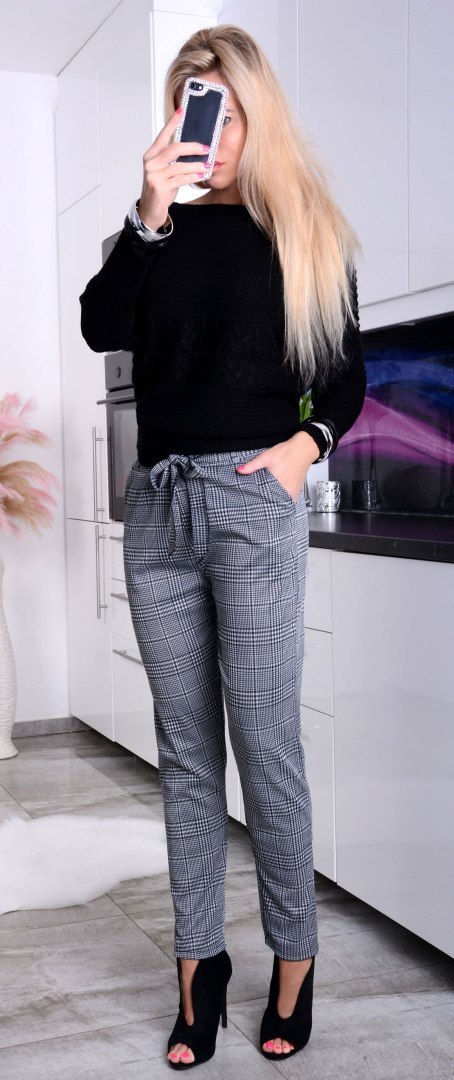 NOWOŚĆ! ELEGANCKIE SPODNIE W KRATKĘ P363A NOWOŚĆ! ELEGANCKIE SPODNIE W KRATKĘ P363A