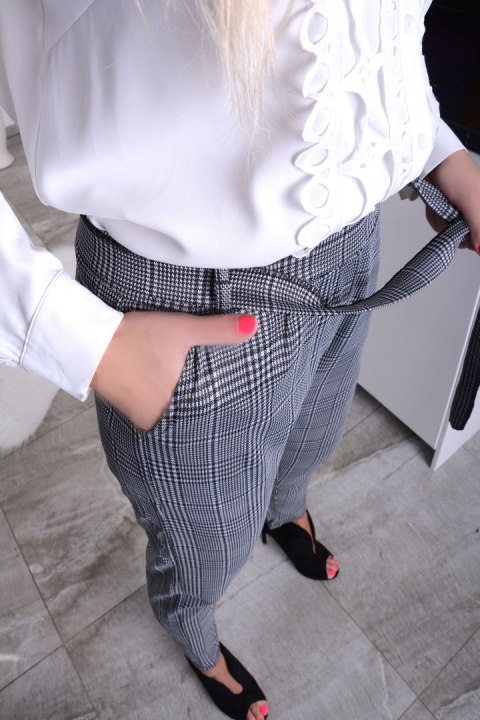 NOWOŚĆ! ELEGANCKIE SPODNIE W KRATKĘ P363A NOWOŚĆ! ELEGANCKIE SPODNIE W KRATKĘ P363A