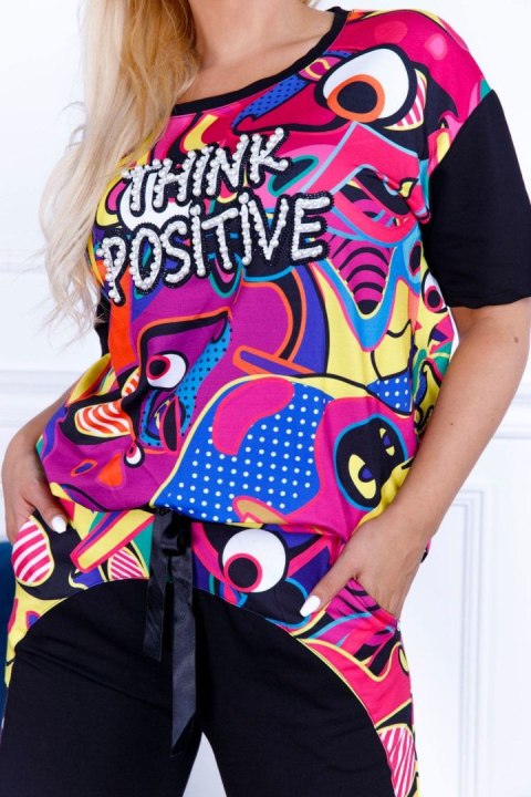 NOWOŚĆ! Modny dres damski kolorowy z perełkami POSITIVE P720 NOWOŚĆ! Modny dres damski kolorowy z perełkami POSITIVE P720