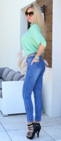 Stylowe jeansy z kieszeniami piękny dżins P375MS