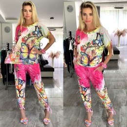 Bawełniany kolorowy dres w motyle P721
