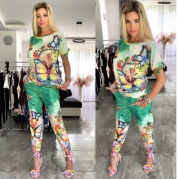 Bawełniany kolorowy dres w motyle P721