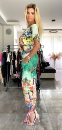 Bawełniany kolorowy dres w motyle P721