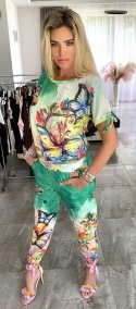 Bawełniany kolorowy dres w motyle P721